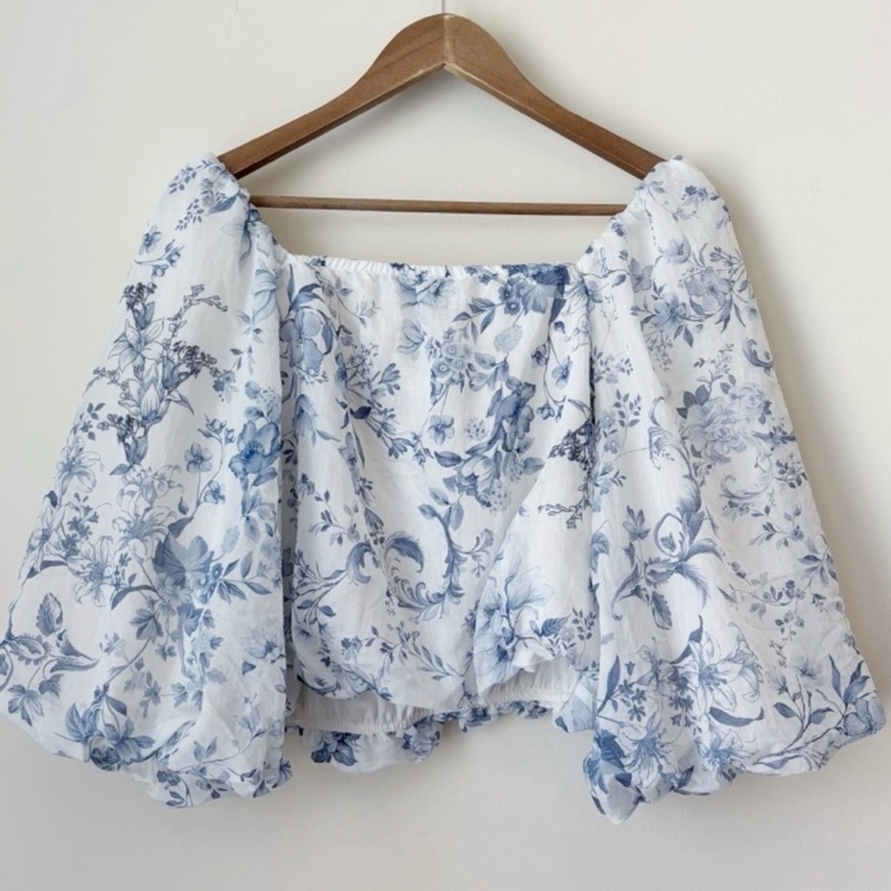 Calypso St. Barth Blue Floral Blouse xl